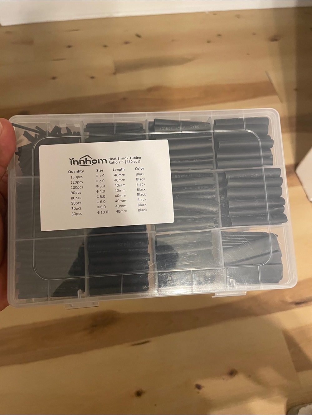 vinnhom Heat Shrink Tubing Assortment - Black